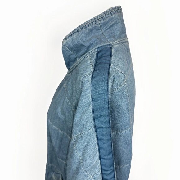 💙🧥 Free People We The Free Quilted Denim Jacket Dolman Oversized Medium - Picture 12 of 14